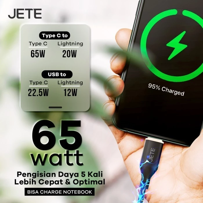 JETE CX10 Kabel Data Type C to Lightning 20W Fast Charging 5A - Kabel Data JETE Original Garansi Resmi - Gambar 4