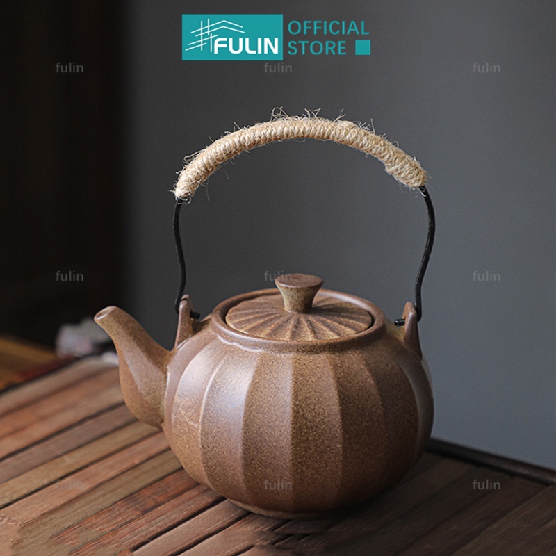 Retro Ceramic Teapot Heat Resistant Lifting Beam Pot Chinese Style Kung ...
