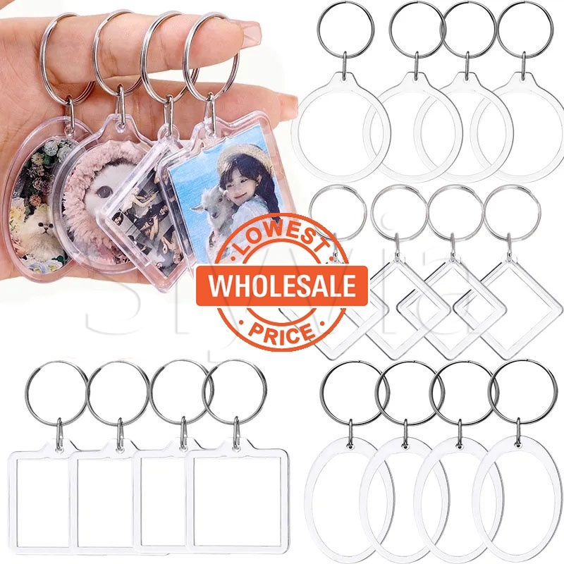 Split Ring Key Ring Custom Round Square Keyring Women Transparent ...