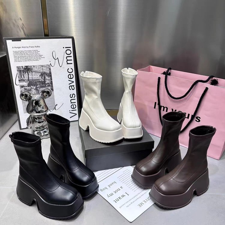 Ready Stock Thick Heel Thick Sole Ankle Boots Women Fashion Soft Sole Round Toe Ankle Boots Shopee Singapore