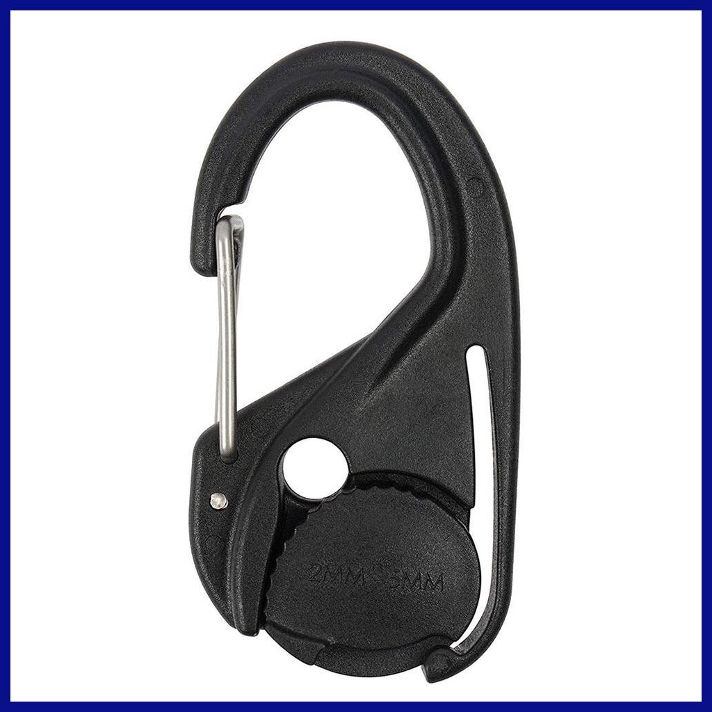 Rope Tie Down Clips Black Single Cord Tightener Ultralight Guyline