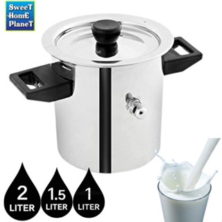 Stainless Steel Premium Milk Pot Milk Boiler 1L 1.5L 2L Milk Cooker Double Wall with Whistle and Funnel