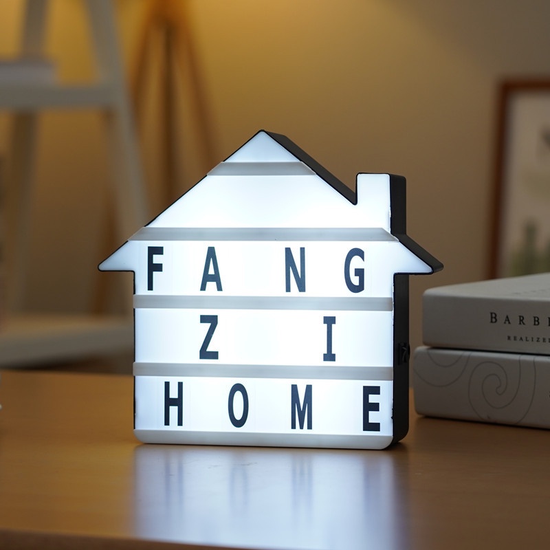 LED Lightbox Combination Night Light Box Lamp DIY Black Letters Cards ...