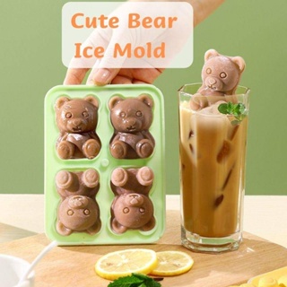 Silicone Ice Tray with Cover, Bear Ice Cream Jelly DIY Mold, Baby