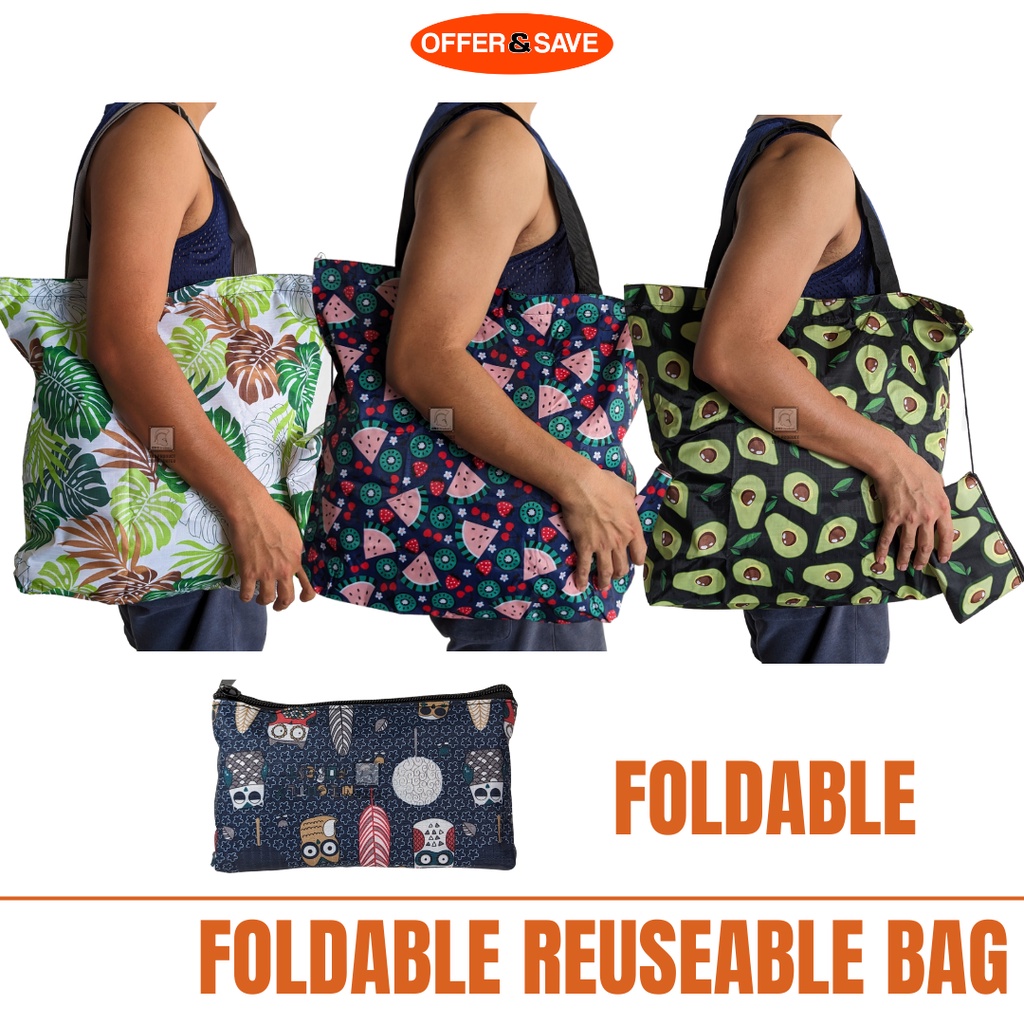 ONS Large Foldable Reusable Thick Plastic Bag with Keeper Bag Shopping