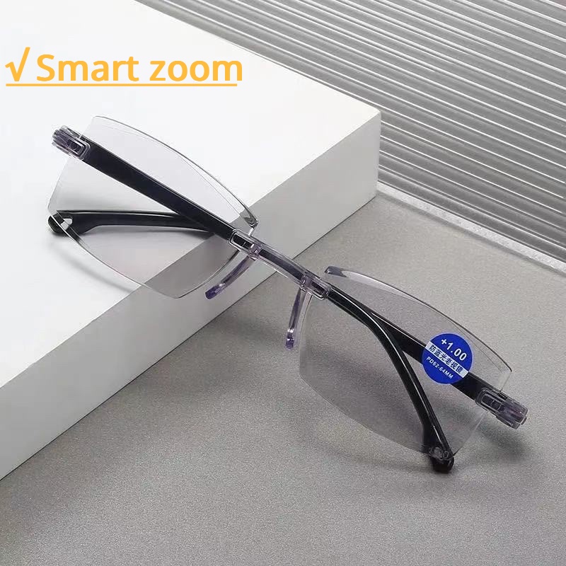 New Unisex Borderless Smart Zoom Prescribe Glasses Antiblue Light AntiRadiationProgressive