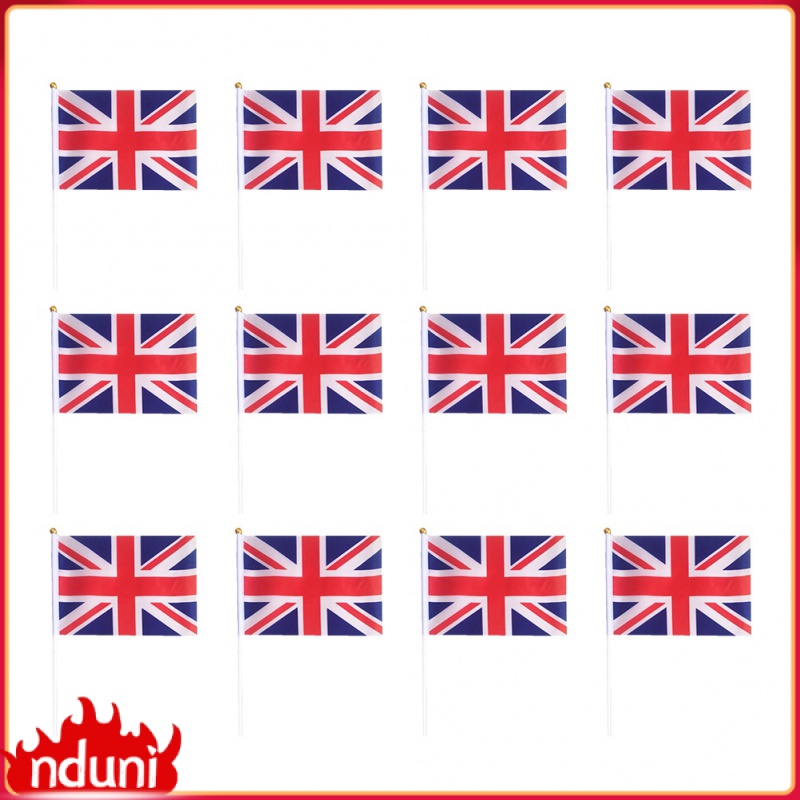 12pcs British Waving Flags British Flag On Stick Country Flags Banners