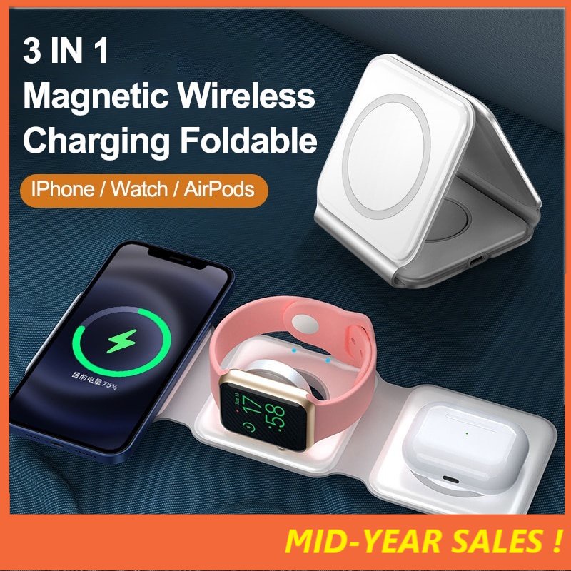 15W Magnetic Wireless Charger for Iphone 14 pro max 13 12  Apple Watch Airpods Pro Portable Foldable Fast Charging Dock
