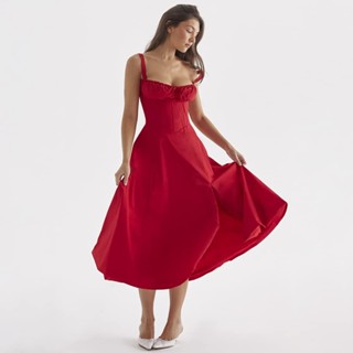 Red flowy deals midi dress