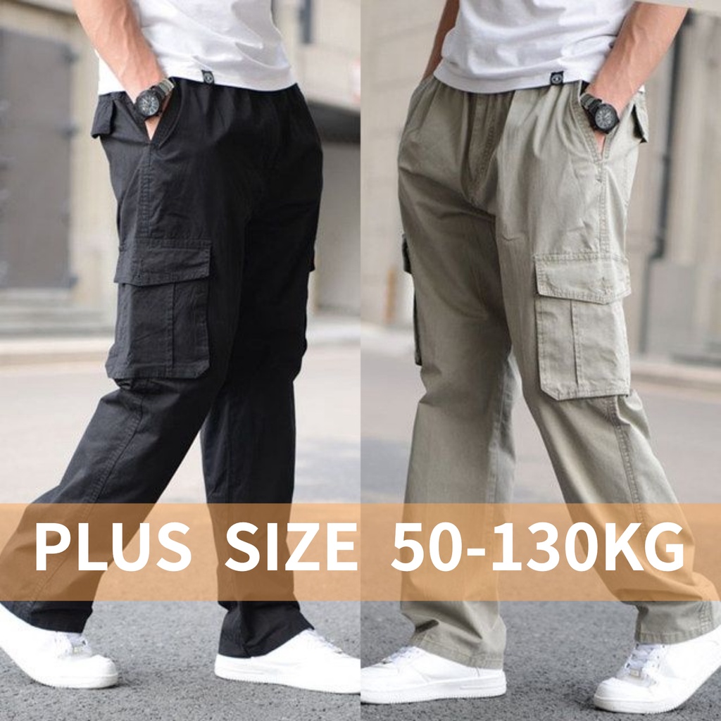 【Plus Size】M-6XL Cotton Thin Cargo Pants Men Promotion Sports Elastic ...