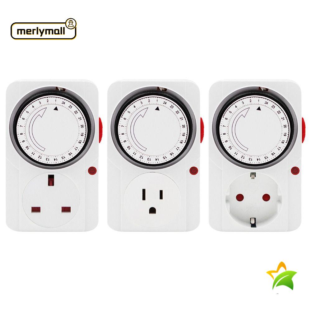 MERLYMALL Timer Switch Socket Universal Kitchen UK EU US Plug Cyclic ...