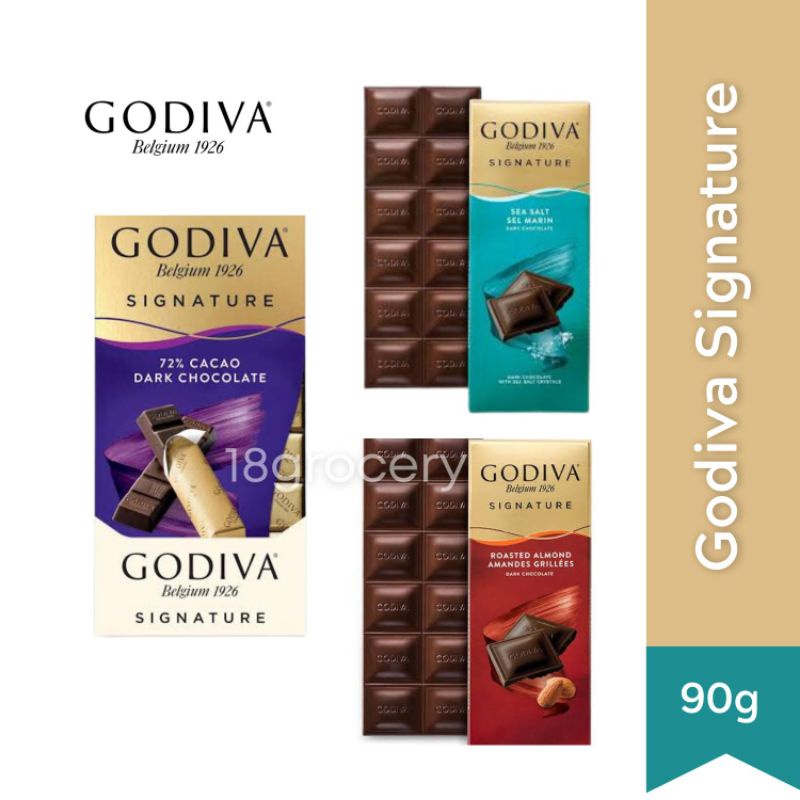 Godiva Signature Dark Chocolate Bar Assorted Flavors, 90g Shopee