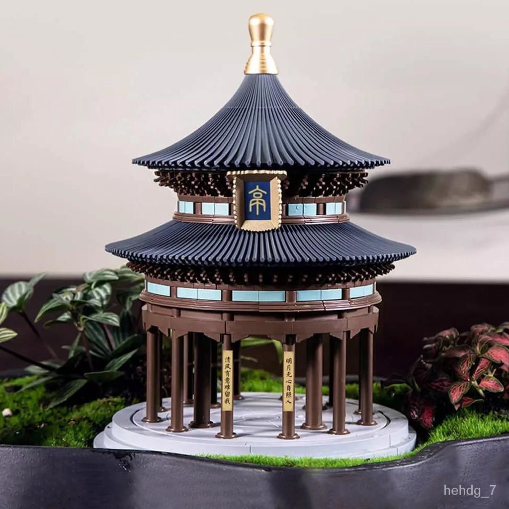 YQ22 Heavy Eaves Pavilion Building Blocks Mortise and Tenon Ancient