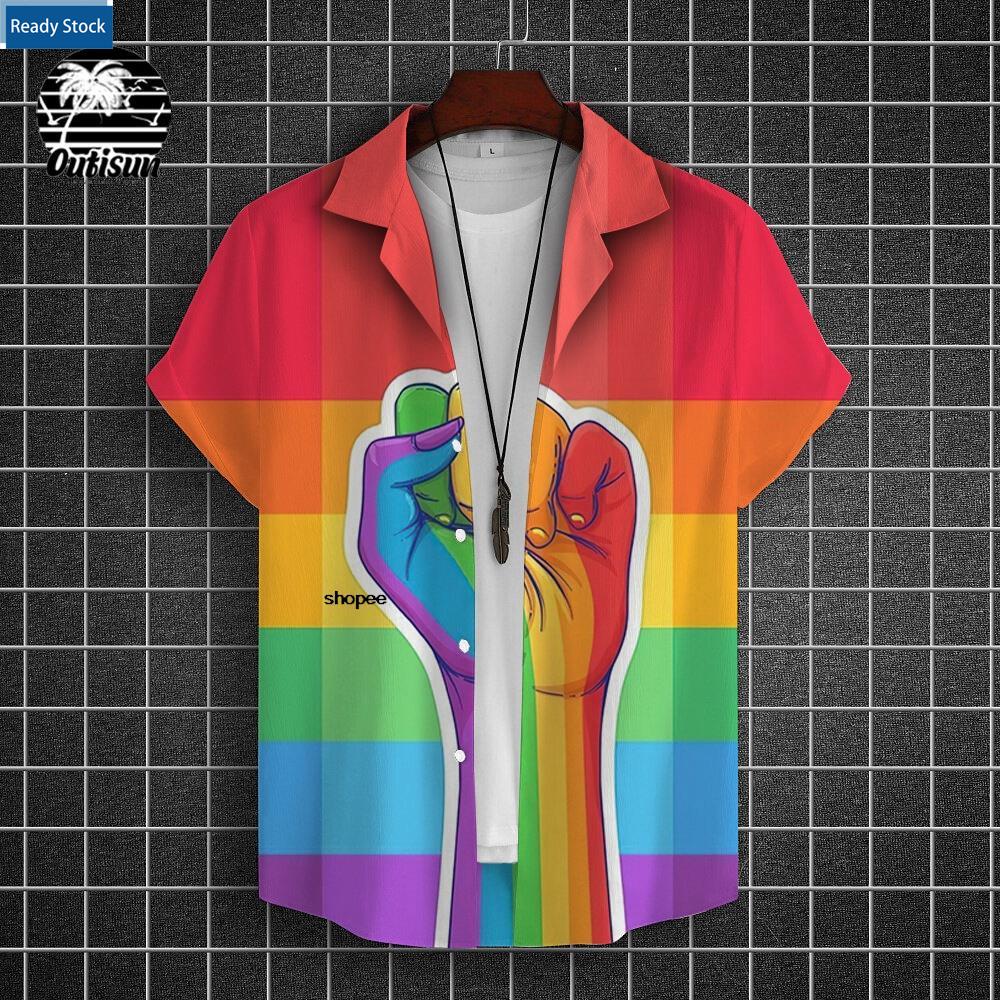 Gay pride button hot sale down shirt