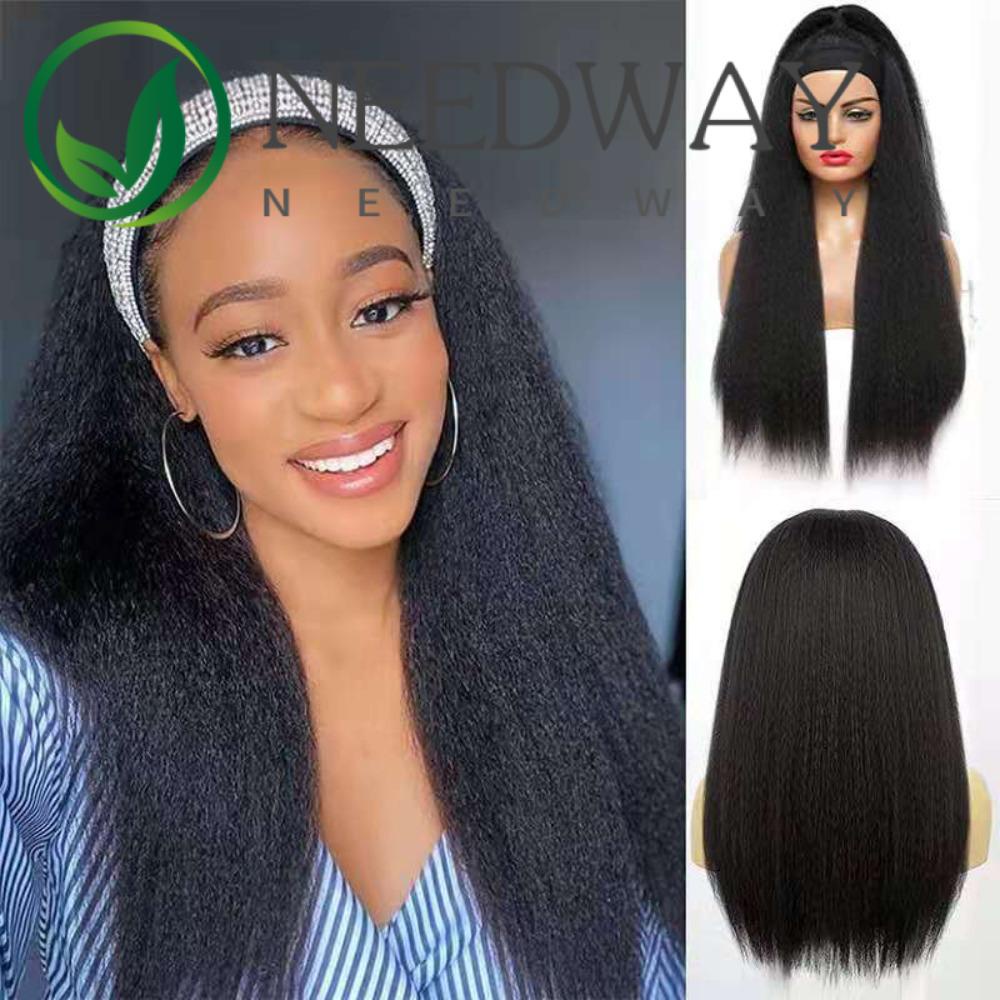 NEEDWAY Kinky Straight Headband Wig Party 26 Inch Natural Hair