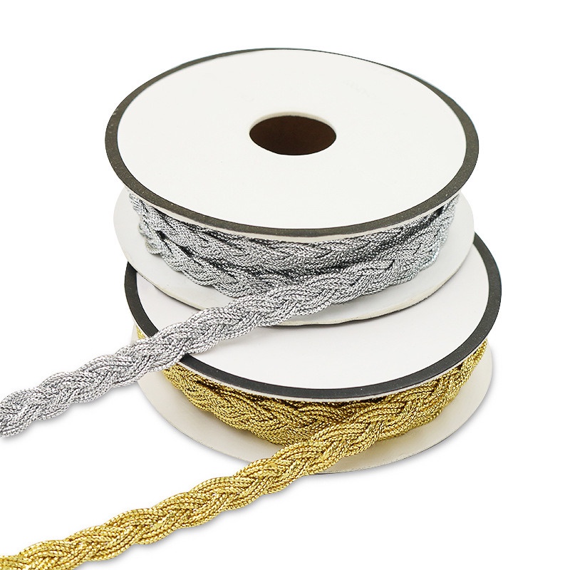 (3 Yards/8mm) Gold And Silver Braided Lace Ribbon Handmade Hat Clothing ...