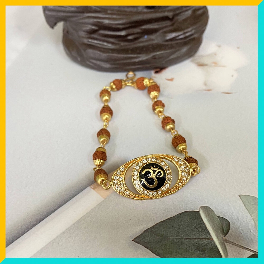 2 Designs - Single Line 20 Rudraksha Beads OM Rudraksha Bracelet for ...