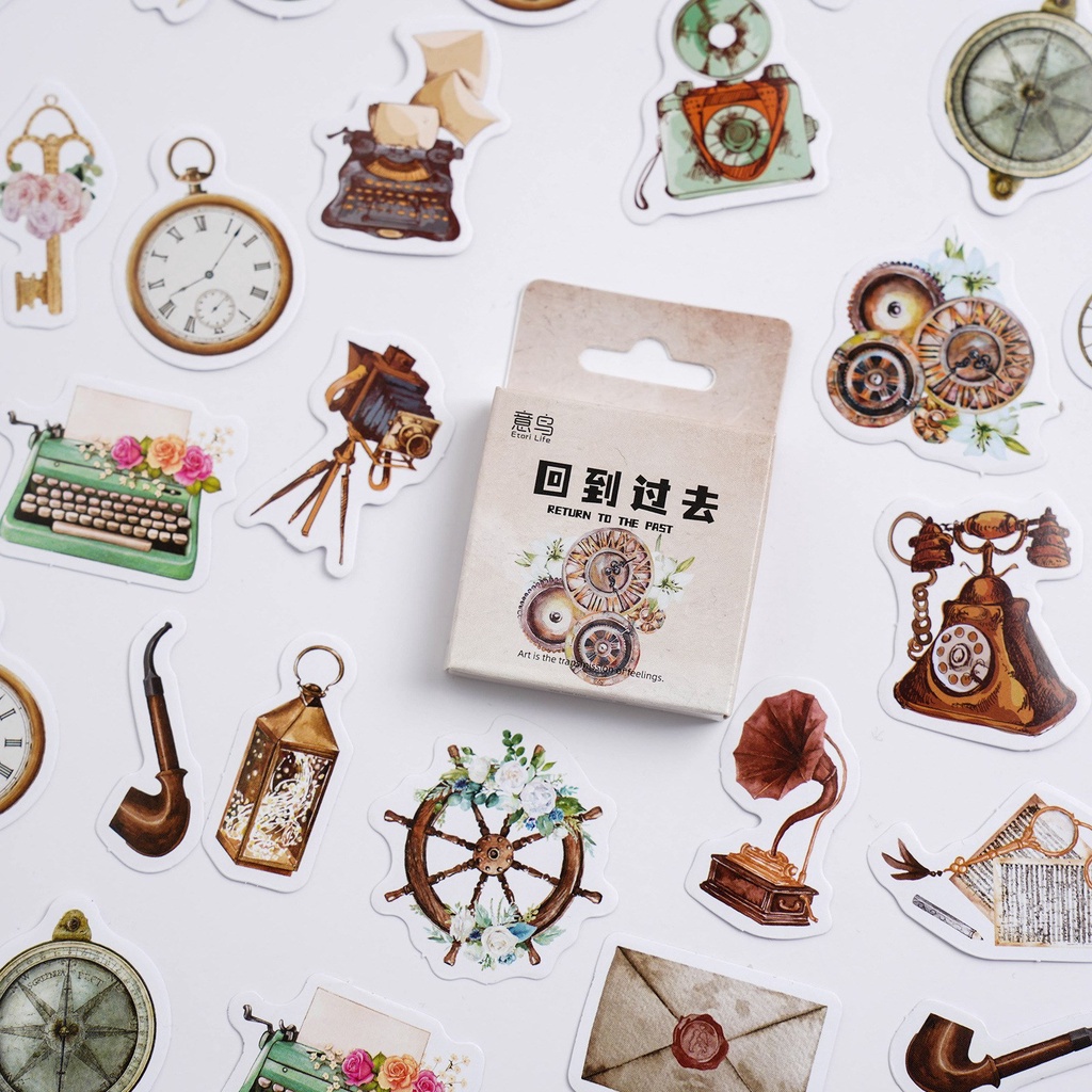 45 Pcs Mini Size Scrapbook Sticker DIY Decoration Retro Stickers For ...