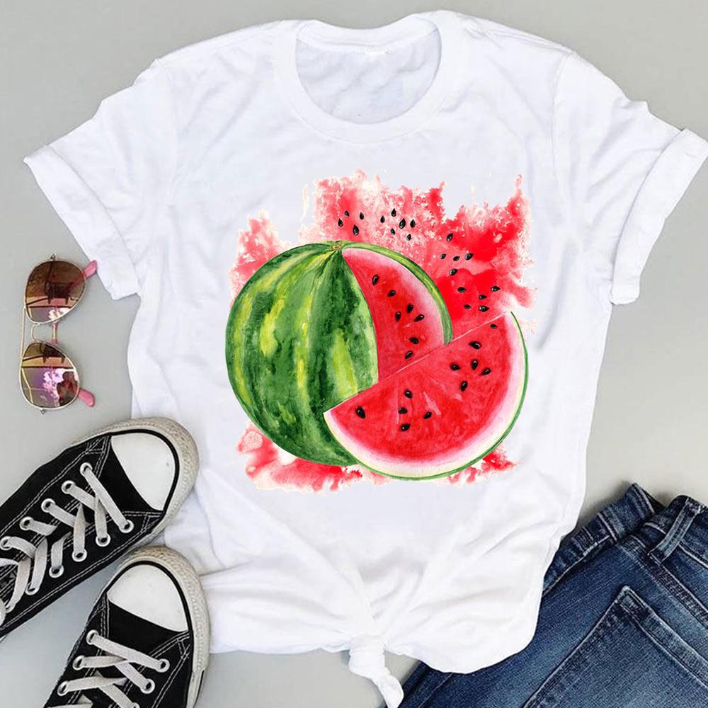 T shirts Short Sleeve Women Print Fashion Casual Beach Watermelon Holiday Fruit Lovely Trend Cute Summer T Clothing Clothes Female Sweet Graphic Tee White Shopee Singapore