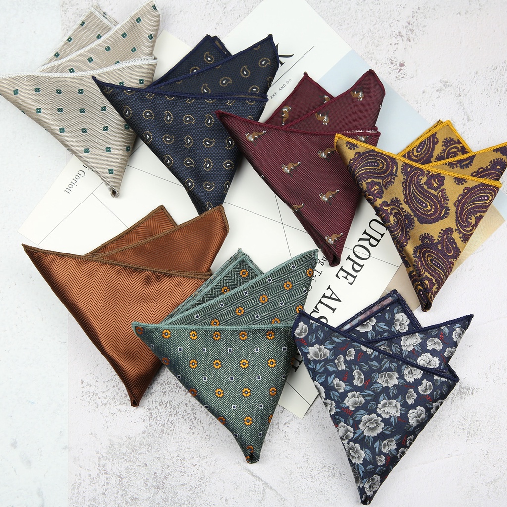 24*24CM New Trendy Men's Floral Dot Polyester Handkerchief for Wedding ...