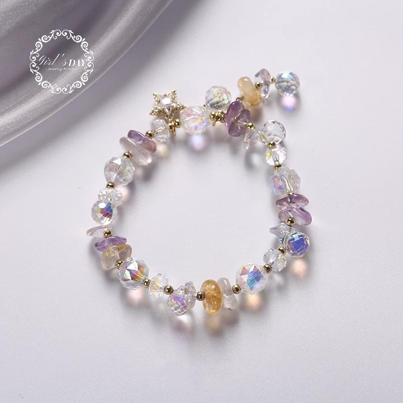 Korean Version Fashion Amethyst Bracelet Female Sparkling Five-Pointed Star Zircon Pendant Jewelry Gift For Girlfriend Crystal Bracele