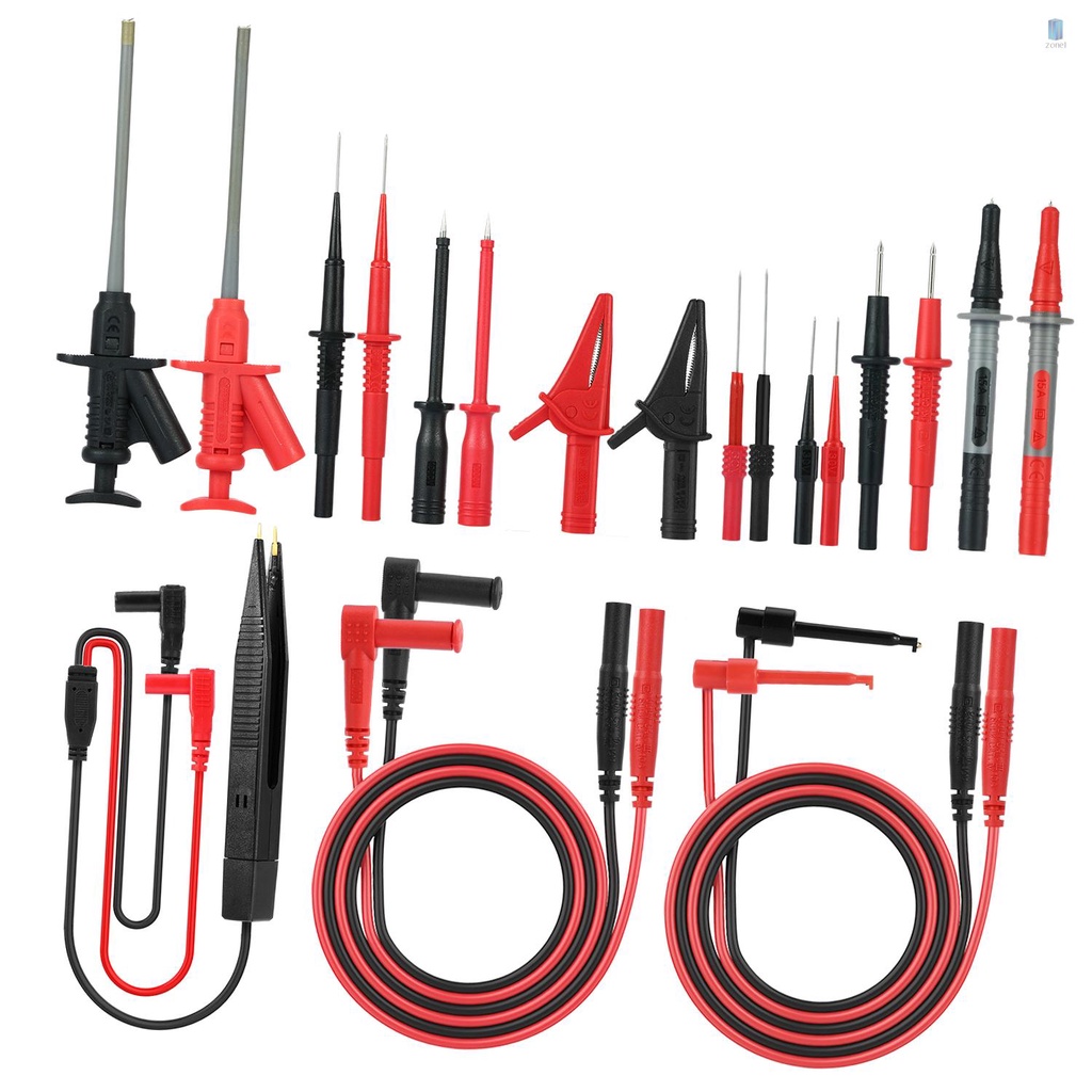 ZOS MK30 21pcs Electronic Test Lead Kits Multimeter Lead with Alligator Clips Replaceable Probes Tips Accessories Kit for DMM Digital Multi Meter & Clamp Meters