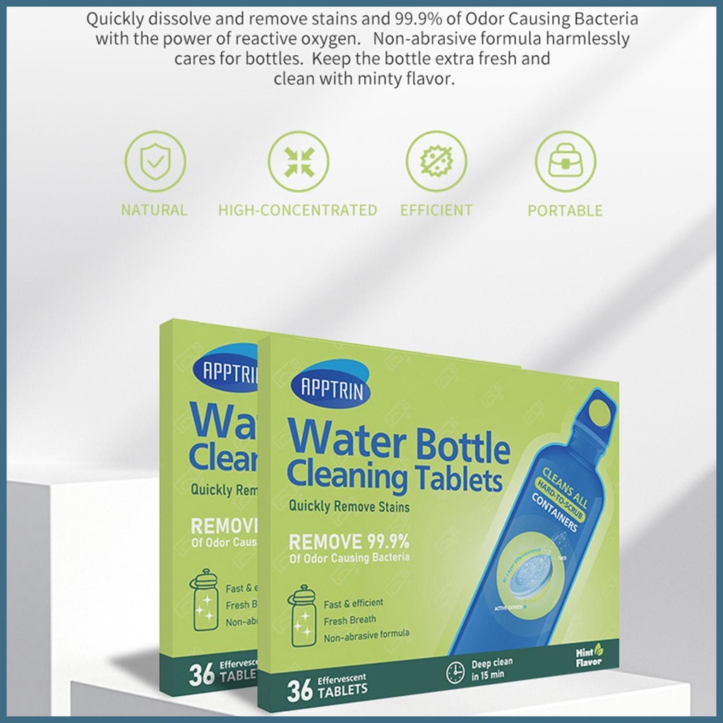 Water Bottle Cleaning Tablets 36pcs Natural and Effective Bottle