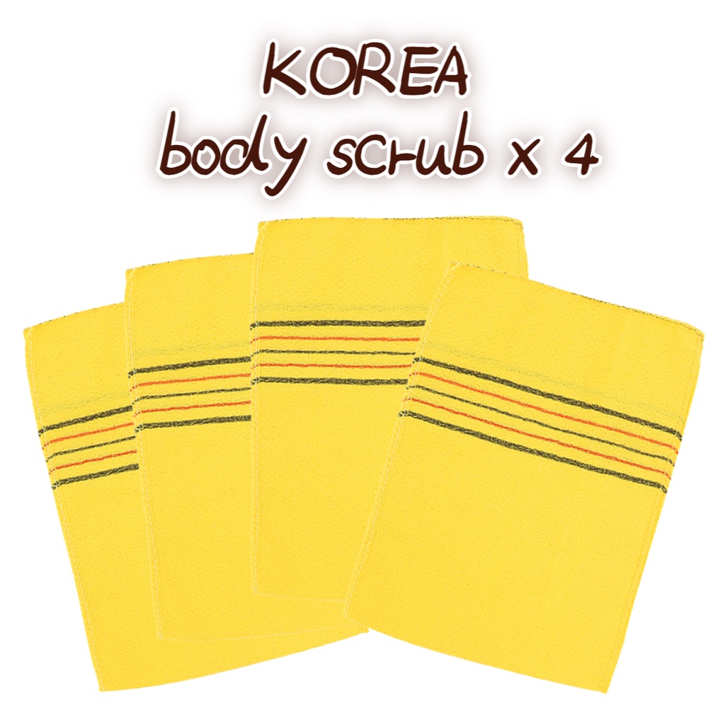 KOREA Body Scrub Glove x 4 yellow color / Body Massage Towel / Italy