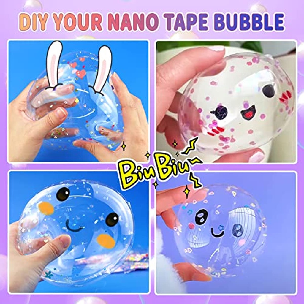 Nano Tape Bubble Kit for Kids with Sprinkles and Inflatable Straw ...