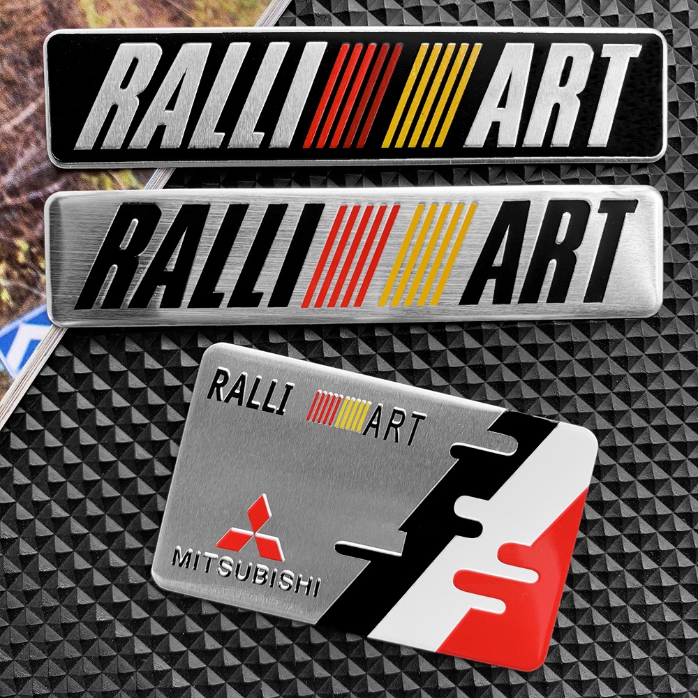 For Mitsubishi 3D RALLIART Aluminum Car Emblem Stickers Side Tail Label ...