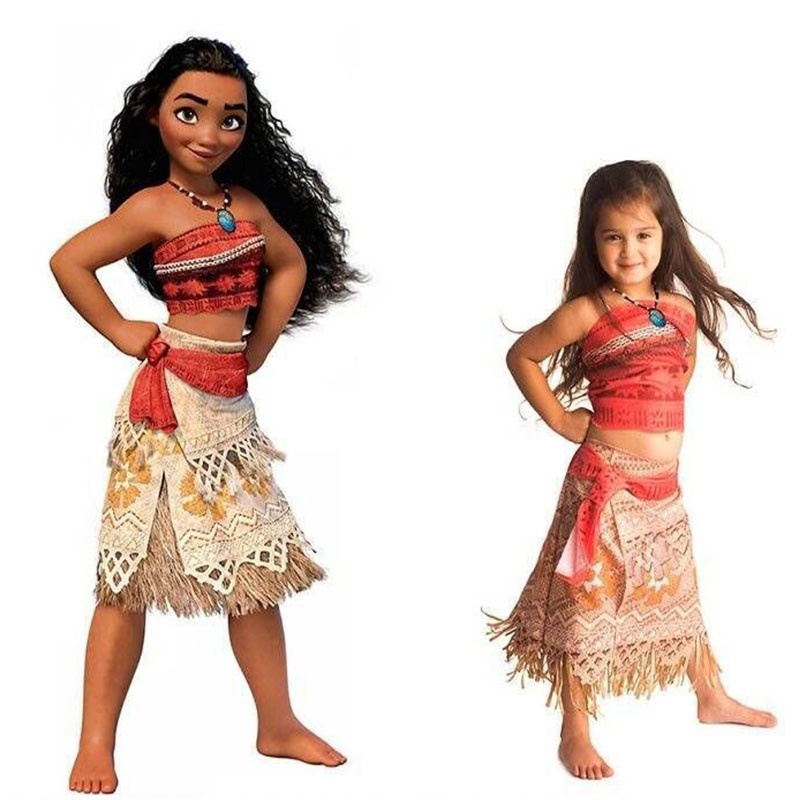 Movie Princess Moana Wig Costume for Kids Maui Princess Cosplay