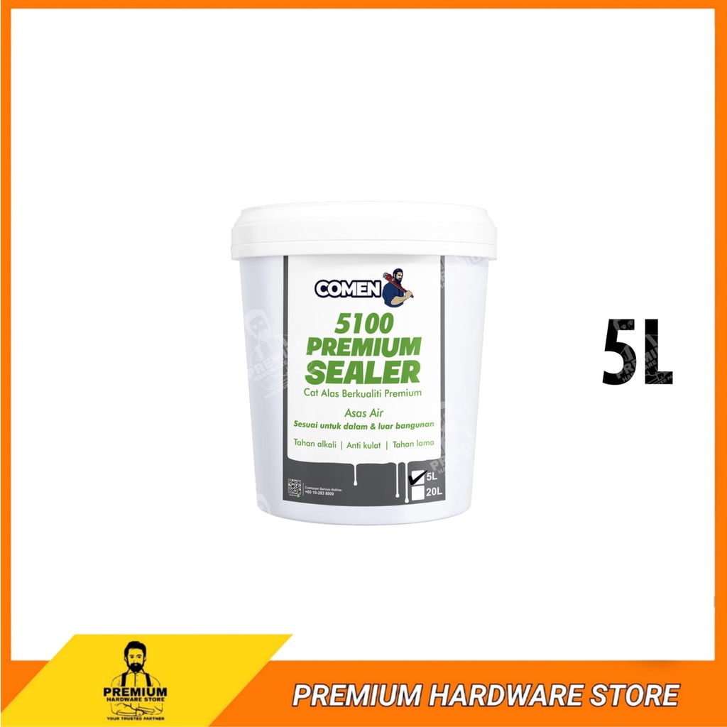 COMEN 5100 Premium Sealer 5 Liter White Interior Exterior Wall Ceiling