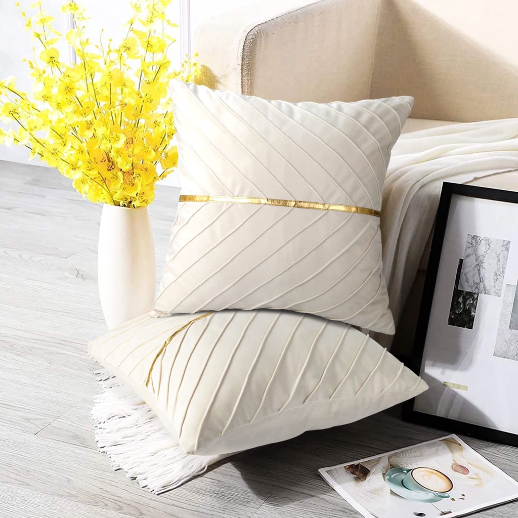 Velvet Throw Pillow Covers 18x18 Decorative Couch Luxury Modern Pillow Covers for Living Room Bedroom Sofa Cushion Bed with Gold Leather Shopee Singapore