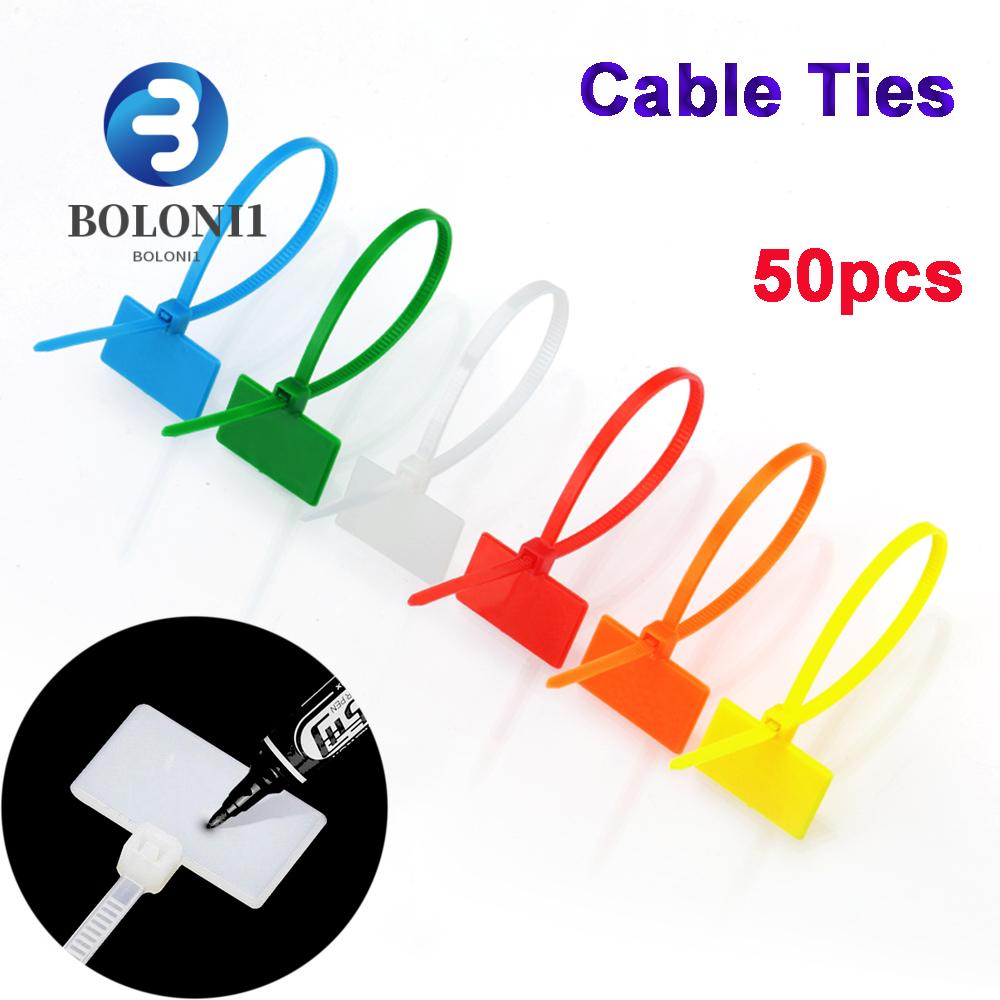 BO 50pcs Wire Ties Markers Labels Cable Winder Loop Nylon Easy Mark ...