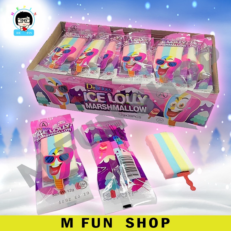 30Pcs Marshmallow Delicious Ice Lolly Mallows Ice-cream Shaped (±12g x ...