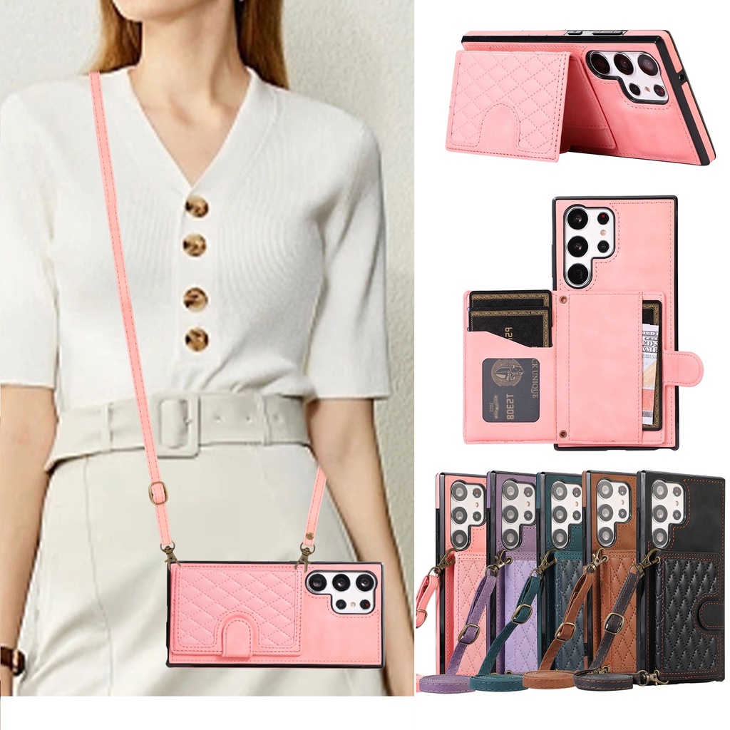 Case For Samsung S23 Ultra S23 Plus S22 Ultra S22 S21 CrossBody Strap