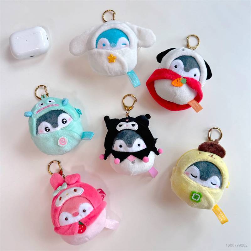 Ellen Sanrio x Koupen-Chan Plush Dolls Coin Purse AirPods Earphone Bag Gift  For Girls Pendant Squeaky Toys Kuromi