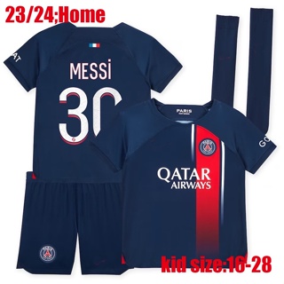 Messi PSG #30 Home Lionel Paris Saint Germain Team Jersey Child Kids  Training Suit Plus Shorts & Socks for Size #18-#28 