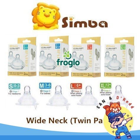 Puting Simba Wide Neck Ultra Soft Anti-Colic Teat (2 teats per pack ...