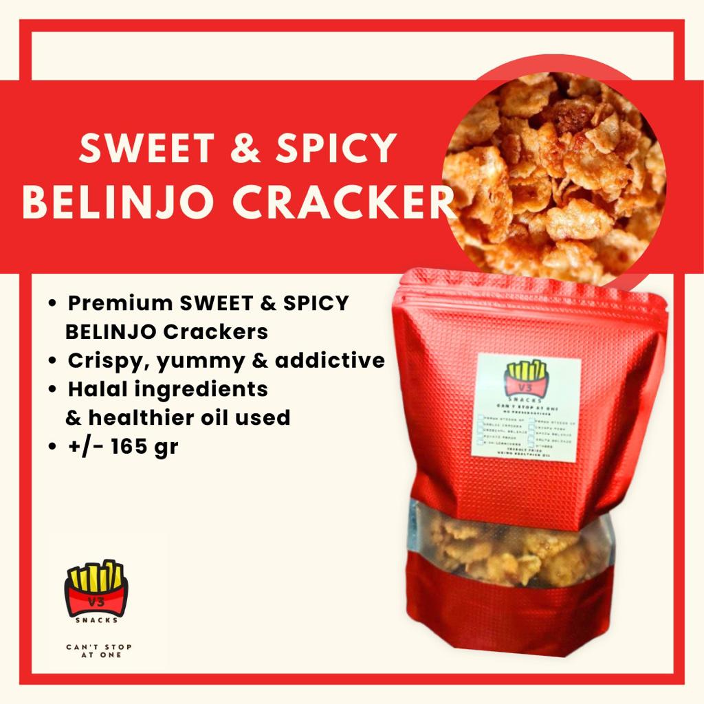 [BEST SELLER!] V3 Snacks Premium SWEET & SPICY BELINJO Cracker Shopee