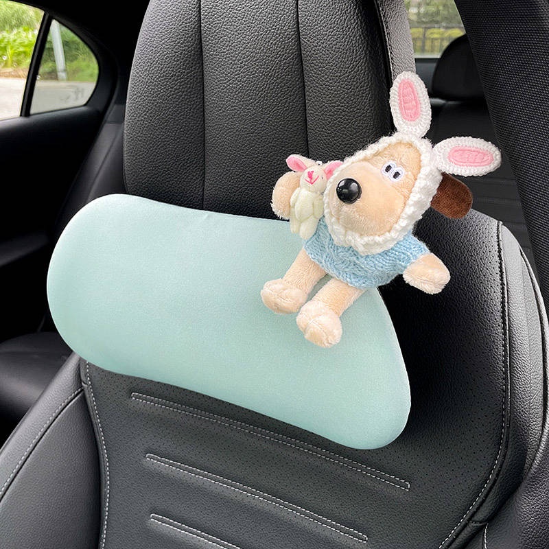 Suede Car Headrest Car Pillow Car Driving Seat Waist Support Car A