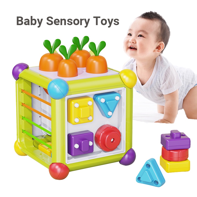 New 3m+ Sensory Cube Baby Toddler Shape Sorter Fine Motor Skills 