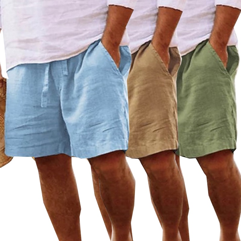 Shorts Hawaiian Pants Short Bottom Linen Summer Cotton Beach Men ...
