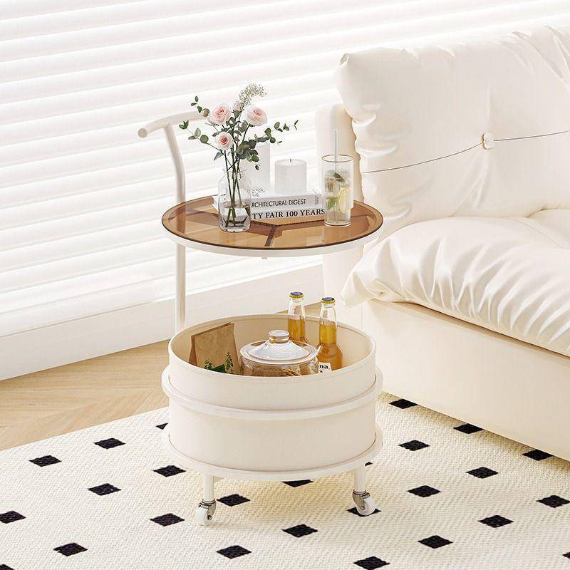 Cream style sofa side table movable coffee table living room home ...