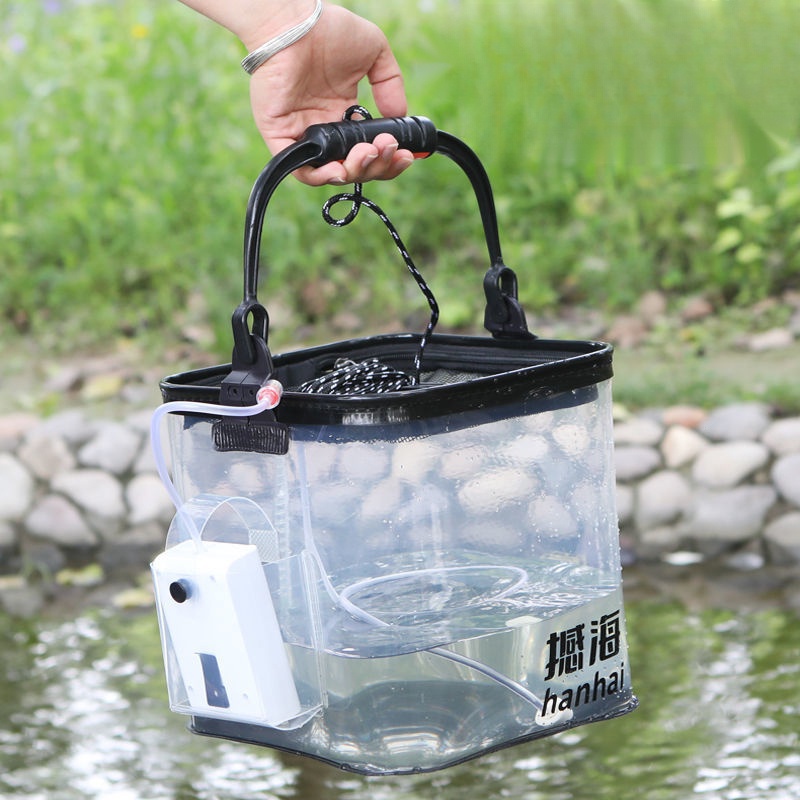 Fishing Bucket Transparent EVA with 5M Rope Water Container Fish