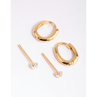 Gold Plated Sterling Silver Small Chubby Hoop Earrings - Lovisa