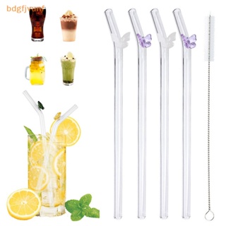 Reusable Butterfly Glass Small Drinking Straws Clear Glass Bar