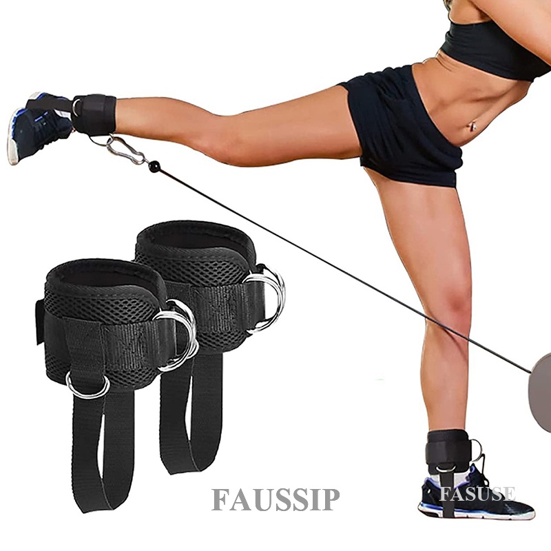 Fitness Ankle Straps Adjustable D-Ring Ankle Cuffs Gym Workouts