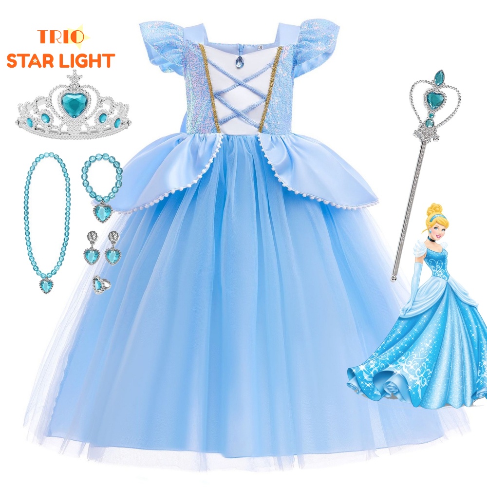 Cinderella Costume Kids Princess Dress Girls Birthday Party Dress Up ...