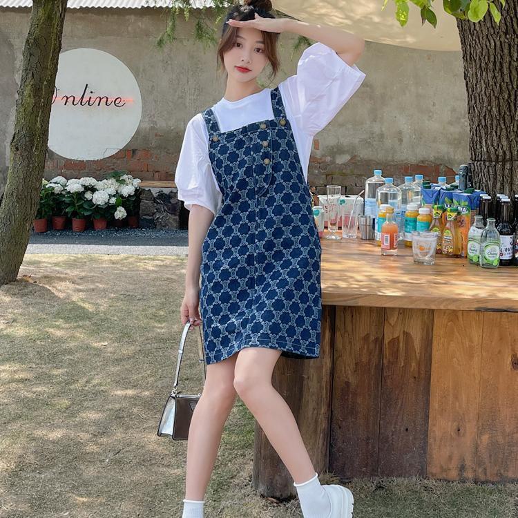 Girls Clothing HighEnd Checked Dress Puff Sleeve Suit Women Summer